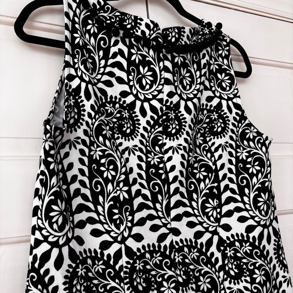 Talbots Monochromatic Elegant Black White Paisley Patterned Dress Size Medium - Picture 8 of 12